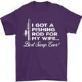 Fishing Rod for My Wife Funny Fisherman Mens T-Shirt Cotton Gildan Purple