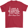 Fishing Rod for My Wife Funny Fisherman Mens T-Shirt Cotton Gildan Red