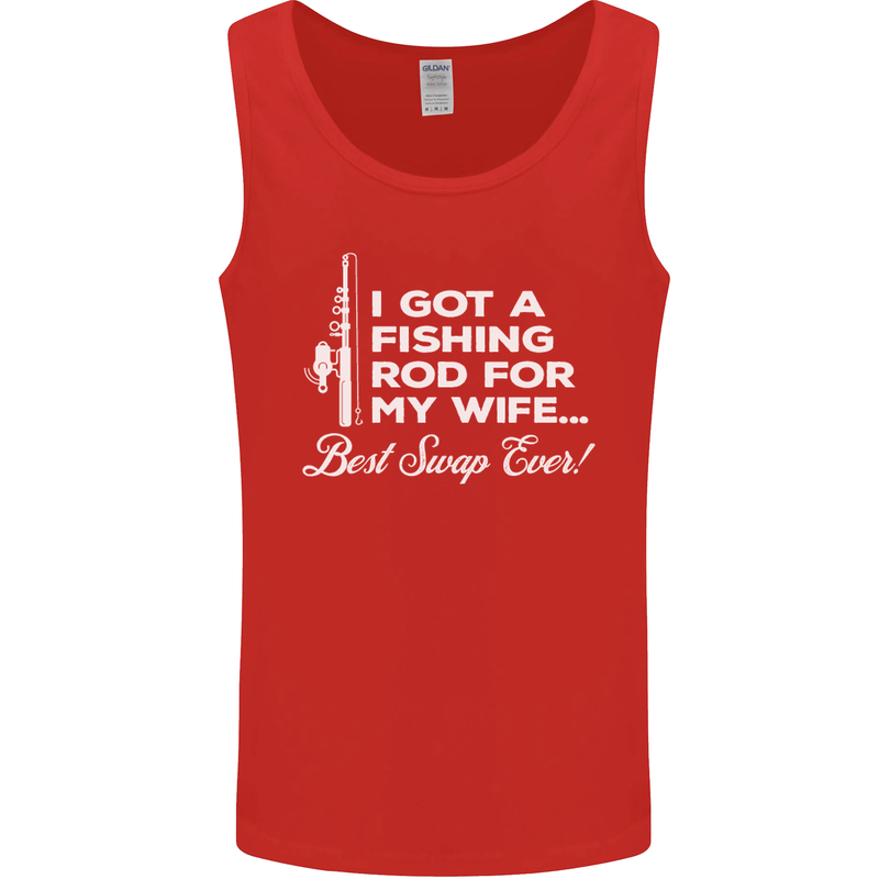 Fishing Rod for My Wife Funny Fisherman Mens Vest Tank Top Red