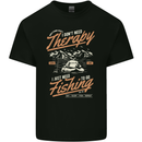 Fishing Therapy Funny Fisherman Mens Cotton T-Shirt Tee Top Black