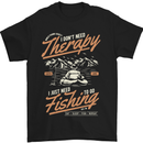 Fishing Therapy Funny Fisherman Mens T-Shirt Cotton Gildan Black