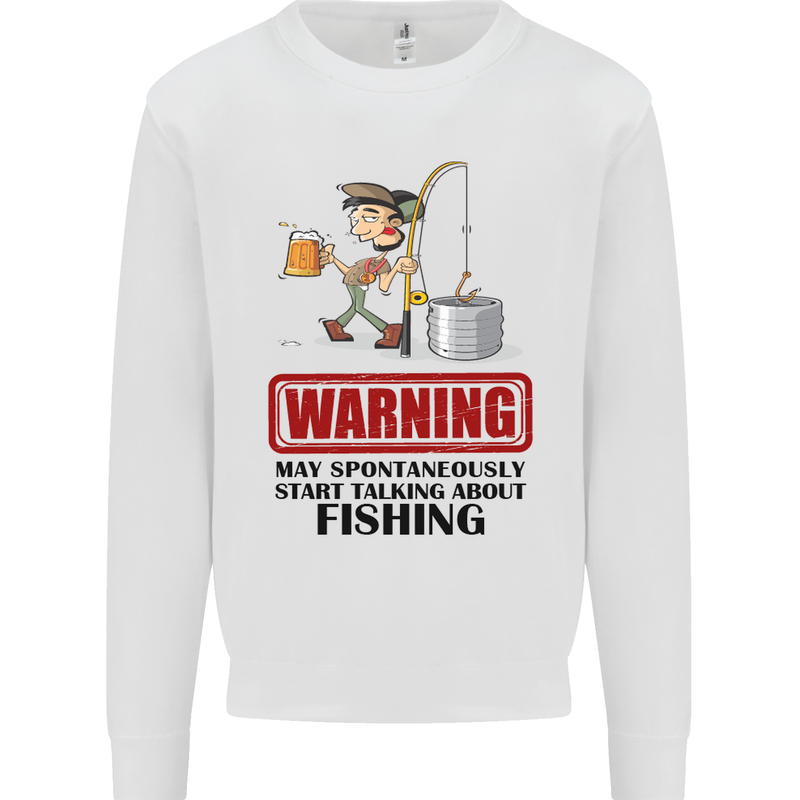 Fishing Warning May Start Talking Funny Kids Sweatshirt Jumper White