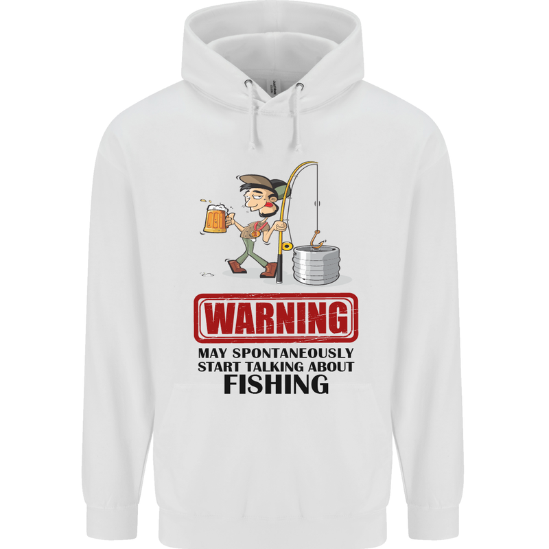 Fishing Warning May Start Talking Funny Mens 80% Cotton Hoodie White