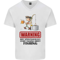 Fishing Warning May Start Talking Funny Mens V-Neck Cotton T-Shirt White