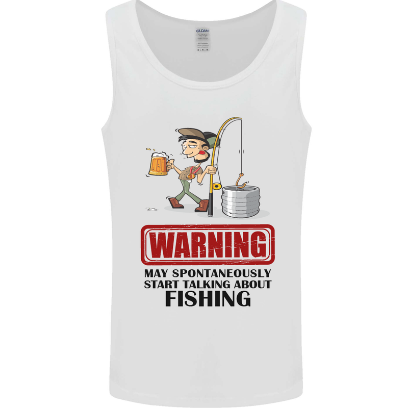 Fishing Warning May Start Talking Funny Mens Vest Tank Top White