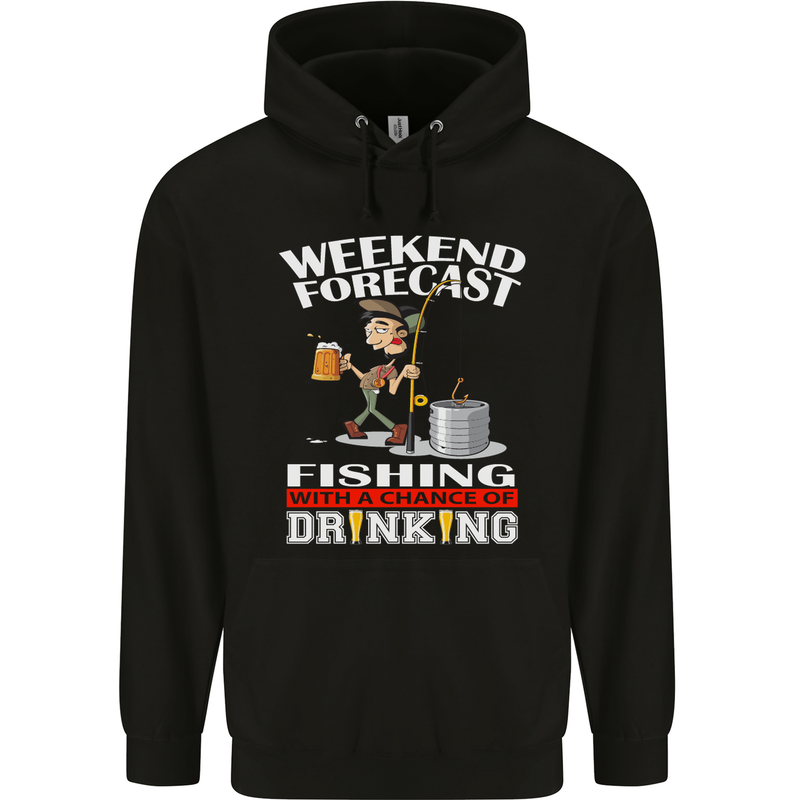 Fishing Weekend Forecast Funny Fisherman Mens 80% Cotton Hoodie Black
