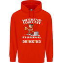 Fishing Weekend Forecast Funny Fisherman Mens 80% Cotton Hoodie Bright Red