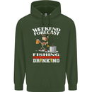 Fishing Weekend Forecast Funny Fisherman Mens 80% Cotton Hoodie Forest Green