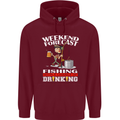 Fishing Weekend Forecast Funny Fisherman Mens 80% Cotton Hoodie Maroon