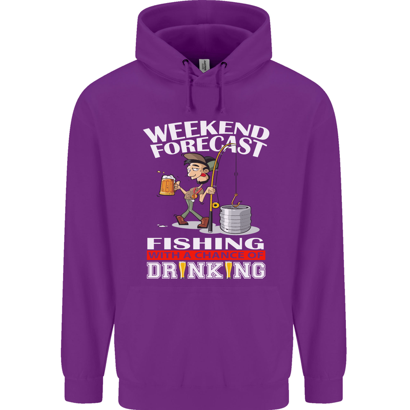 Fishing Weekend Forecast Funny Fisherman Mens 80% Cotton Hoodie Purple