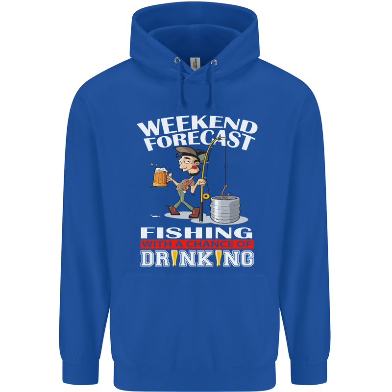Fishing Weekend Forecast Funny Fisherman Mens 80% Cotton Hoodie Royal Blue
