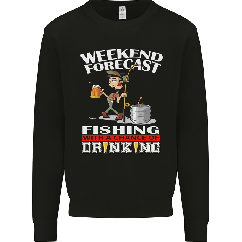 Fishing Weekend Forecast Funny Fisherman Mens Sweatshirt Jumper Black