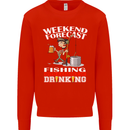 Fishing Weekend Forecast Funny Fisherman Mens Sweatshirt Jumper Bright Red