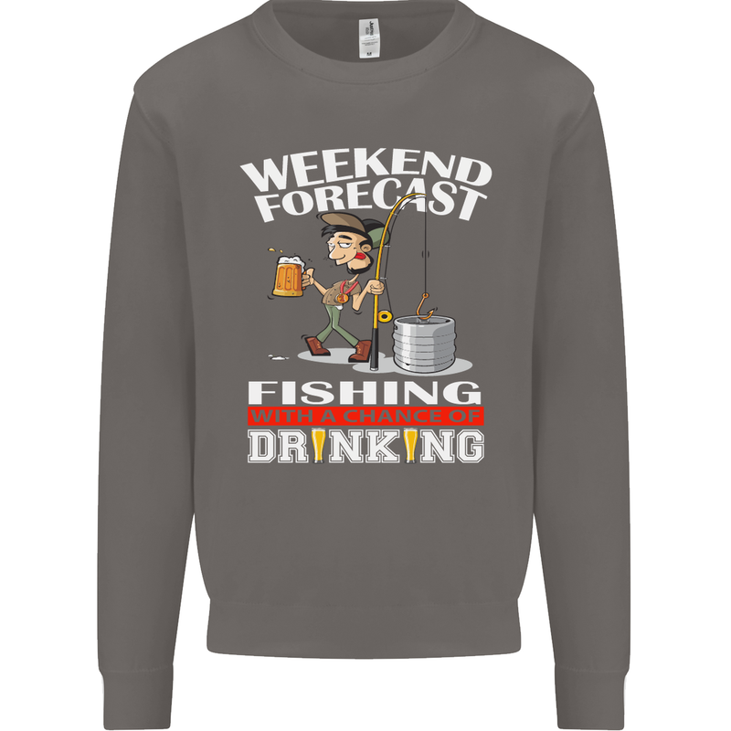 Fishing Weekend Forecast Funny Fisherman Mens Sweatshirt Jumper Charcoal