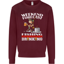 Fishing Weekend Forecast Funny Fisherman Mens Sweatshirt Jumper Maroon