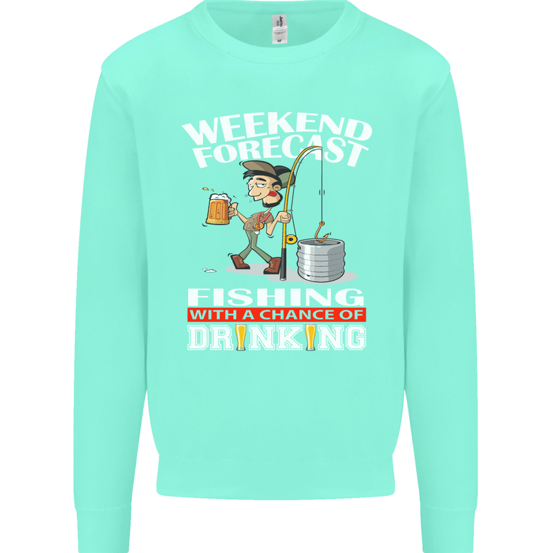 Fishing Weekend Forecast Funny Fisherman Mens Sweatshirt Jumper Peppermint