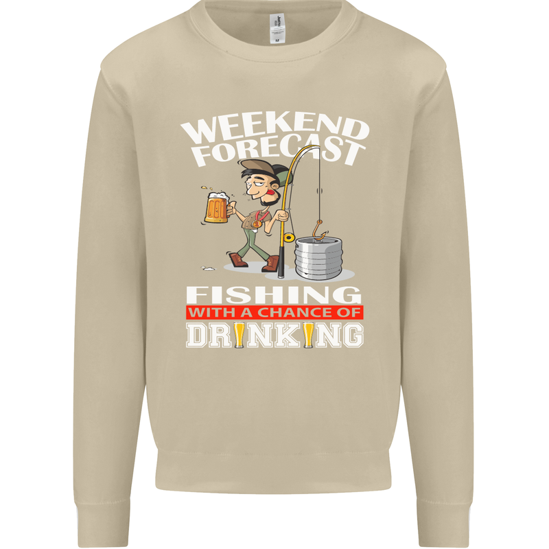 Fishing Weekend Forecast Funny Fisherman Mens Sweatshirt Jumper Sand