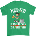 Fishing Weekend Forecast Funny Fisherman Mens T-Shirt Cotton Gildan Irish Green