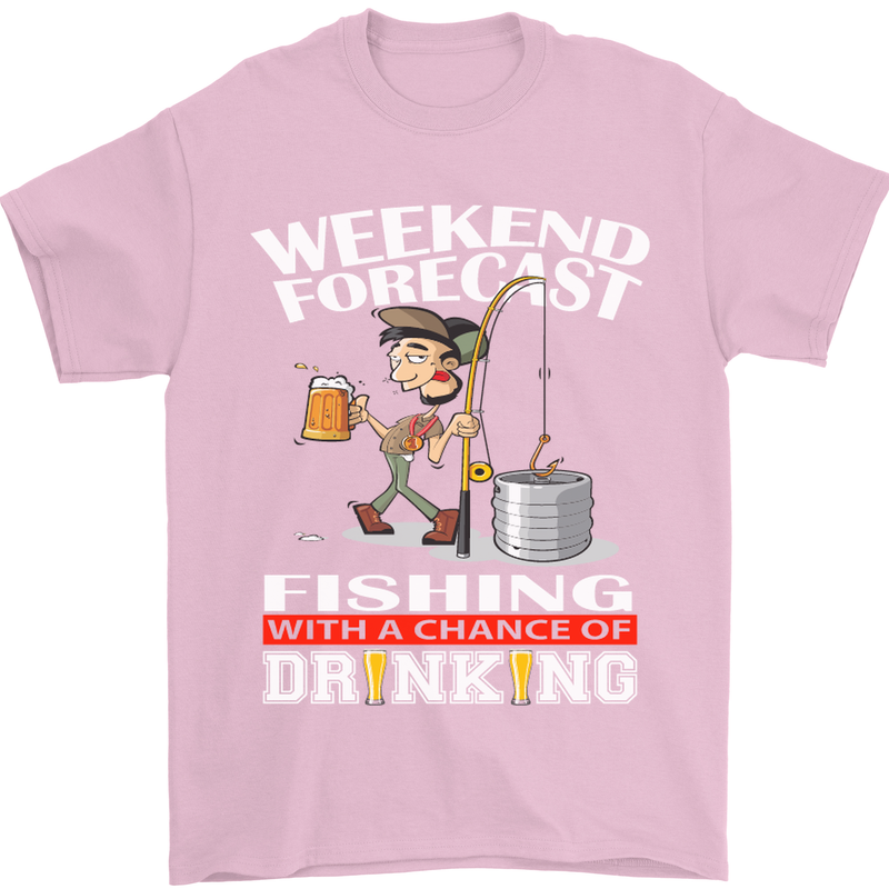 Fishing Weekend Forecast Funny Fisherman Mens T-Shirt Cotton Gildan Light Pink