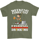Fishing Weekend Forecast Funny Fisherman Mens T-Shirt Cotton Gildan Military Green
