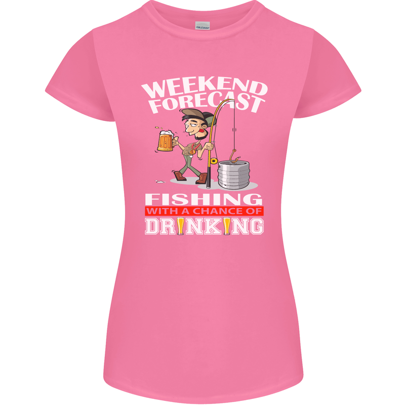Fishing Weekend Forecast Funny Fisherman Womens Petite Cut T-Shirt Azalea
