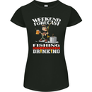 Fishing Weekend Forecast Funny Fisherman Womens Petite Cut T-Shirt Black