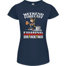 Fishing Weekend Forecast Funny Fisherman Womens Petite Cut T-Shirt Navy Blue