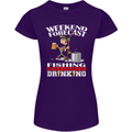 Fishing Weekend Forecast Funny Fisherman Womens Petite Cut T-Shirt Purple