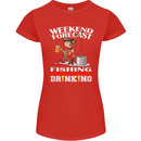 Fishing Weekend Forecast Funny Fisherman Womens Petite Cut T-Shirt Red