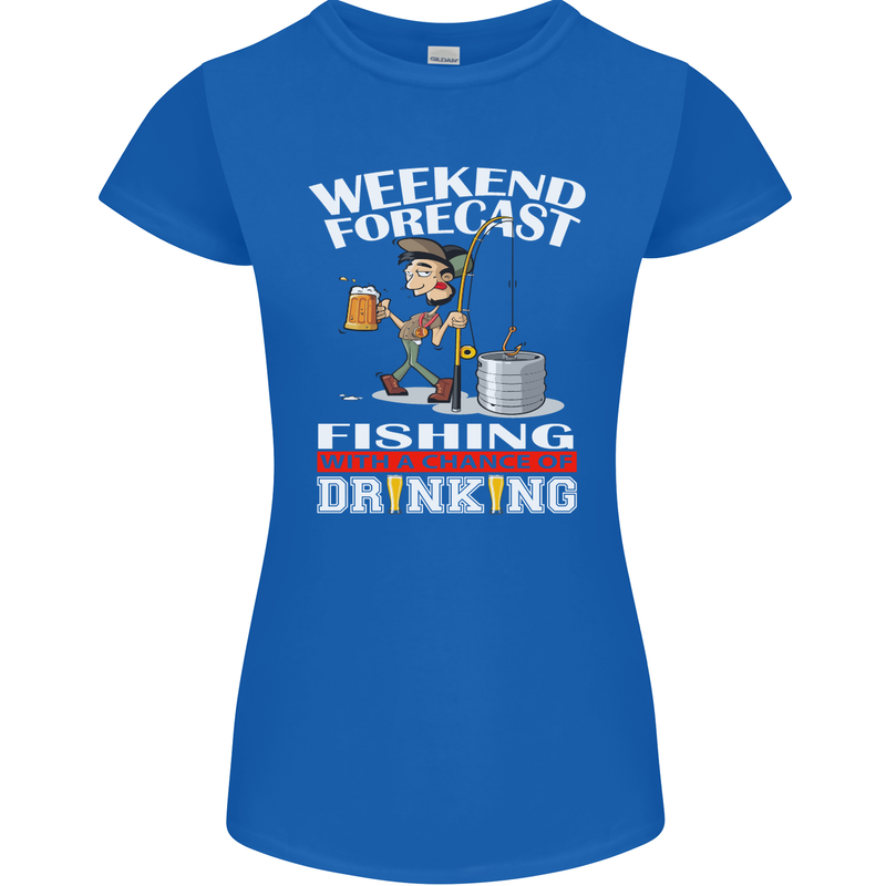 Fishing Weekend Forecast Funny Fisherman Womens Petite Cut T-Shirt Royal Blue