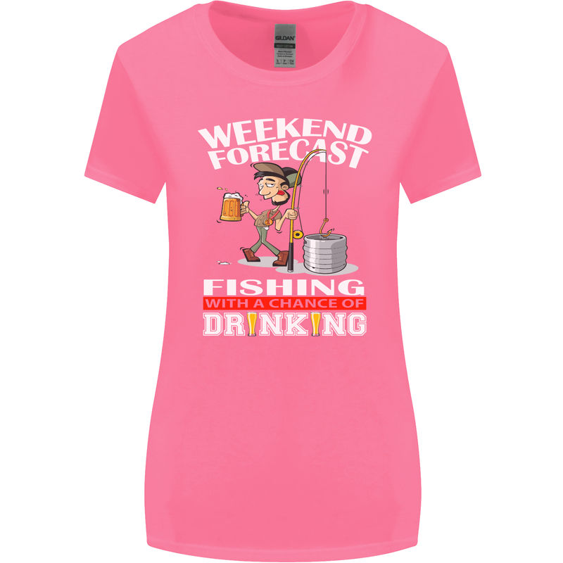 Fishing Weekend Forecast Funny Fisherman Womens Wider Cut T-Shirt Azalea
