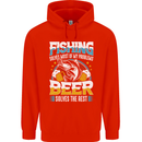 Fishing & Beer Funny Fisherman Alcohol Childrens Kids Hoodie Bright Red