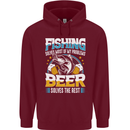 Fishing & Beer Funny Fisherman Alcohol Childrens Kids Hoodie Maroon