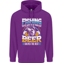 Fishing & Beer Funny Fisherman Alcohol Childrens Kids Hoodie Purple