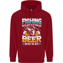 Fishing & Beer Funny Fisherman Alcohol Childrens Kids Hoodie Red