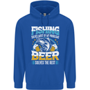 Fishing & Beer Funny Fisherman Alcohol Childrens Kids Hoodie Royal Blue