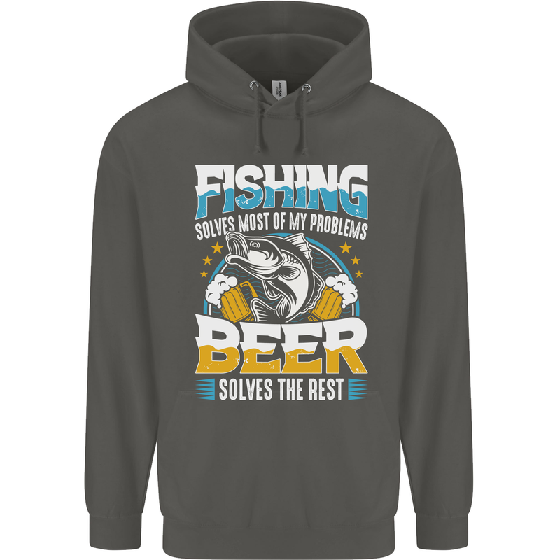 Fishing & Beer Funny Fisherman Alcohol Childrens Kids Hoodie Storm Grey