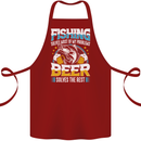 Fishing & Beer Funny Fisherman Alcohol Cotton Apron 100% Organic Maroon
