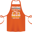 Fishing & Beer Funny Fisherman Alcohol Cotton Apron 100% Organic Orange