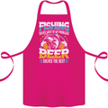 Fishing & Beer Funny Fisherman Alcohol Cotton Apron 100% Organic Pink