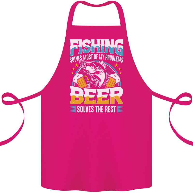 Fishing & Beer Funny Fisherman Alcohol Cotton Apron 100% Organic Pink