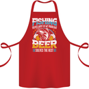 Fishing & Beer Funny Fisherman Alcohol Cotton Apron 100% Organic Red