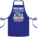 Fishing & Beer Funny Fisherman Alcohol Cotton Apron 100% Organic Royal Blue