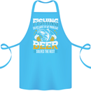 Fishing & Beer Funny Fisherman Alcohol Cotton Apron 100% Organic Turquoise