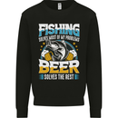 Fishing & Beer Funny Fisherman Alcohol Kids Sweatshirt Jumper Black