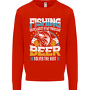 Fishing & Beer Funny Fisherman Alcohol Kids Sweatshirt Jumper Bright Red