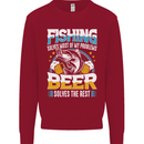 Fishing & Beer Funny Fisherman Alcohol Kids Sweatshirt Jumper Red