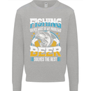 Fishing & Beer Funny Fisherman Alcohol Kids Sweatshirt Jumper Sports Grey