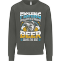 Fishing & Beer Funny Fisherman Alcohol Kids Sweatshirt Jumper Storm Grey