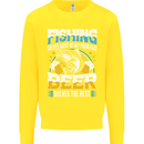 Fishing & Beer Funny Fisherman Alcohol Kids Sweatshirt Jumper Yellow